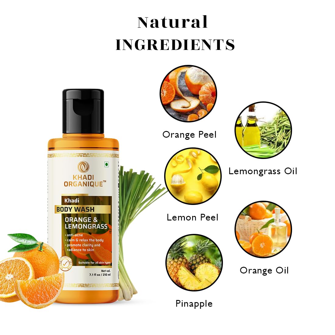 Khadi Organique Orange & Lemongrass Body Wash 210 ML