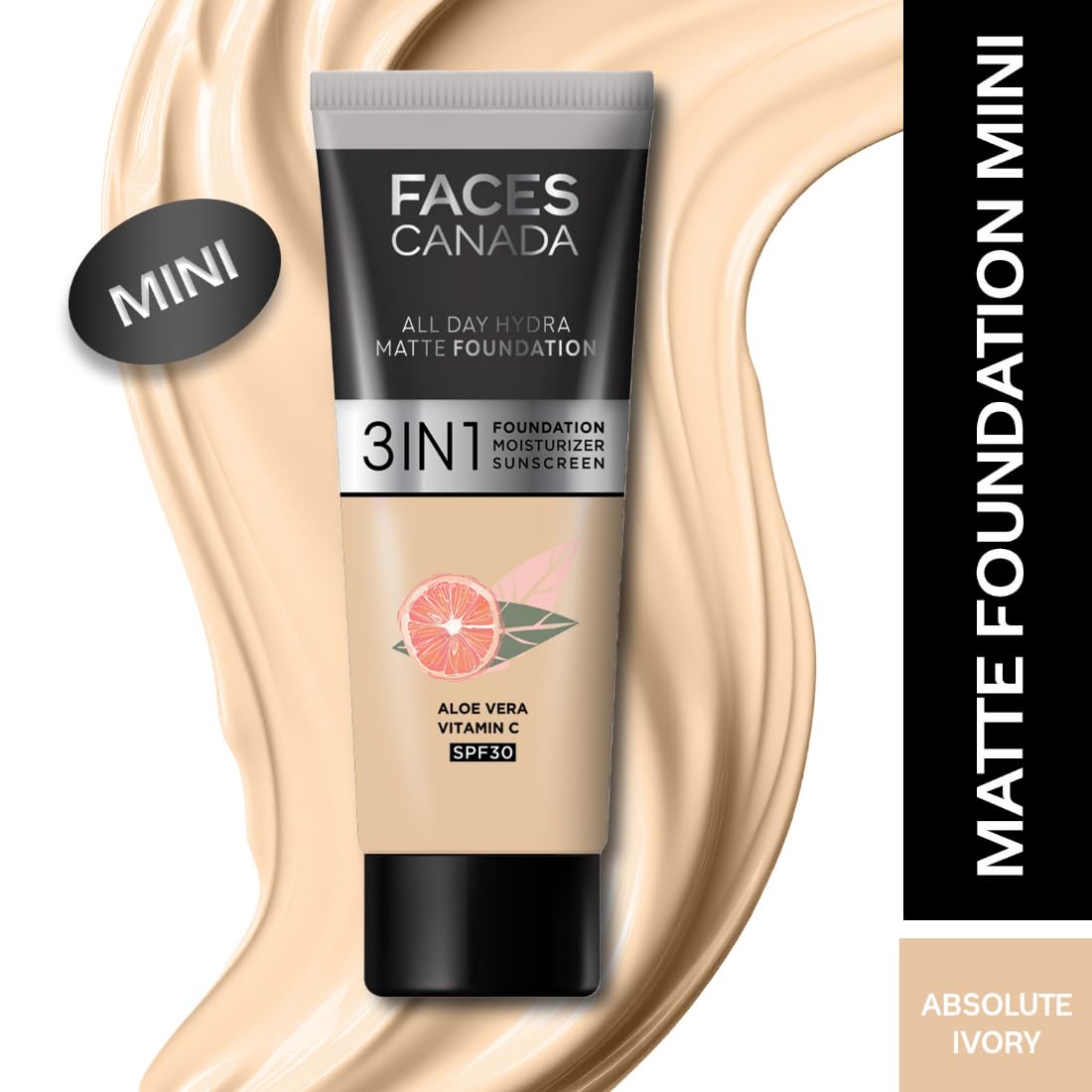 FACESCANADA Waterproof Fix & Finish Kit|Makeup Fixer (50Ml) + Absolute Ivory All Day Hydra Matte Mini Foundation (15Ml)|Makeup Kit For Women (Combo Pack Of 2)