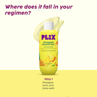 PLIX - THE PLANT FIX Pineapple 5% Lactic Acid Exfoliating Body Wash For All Skin Types | Paraben-Free Shower Gel | For Dry, Rough & Strawberry Skin | 236 ml Pack of 2