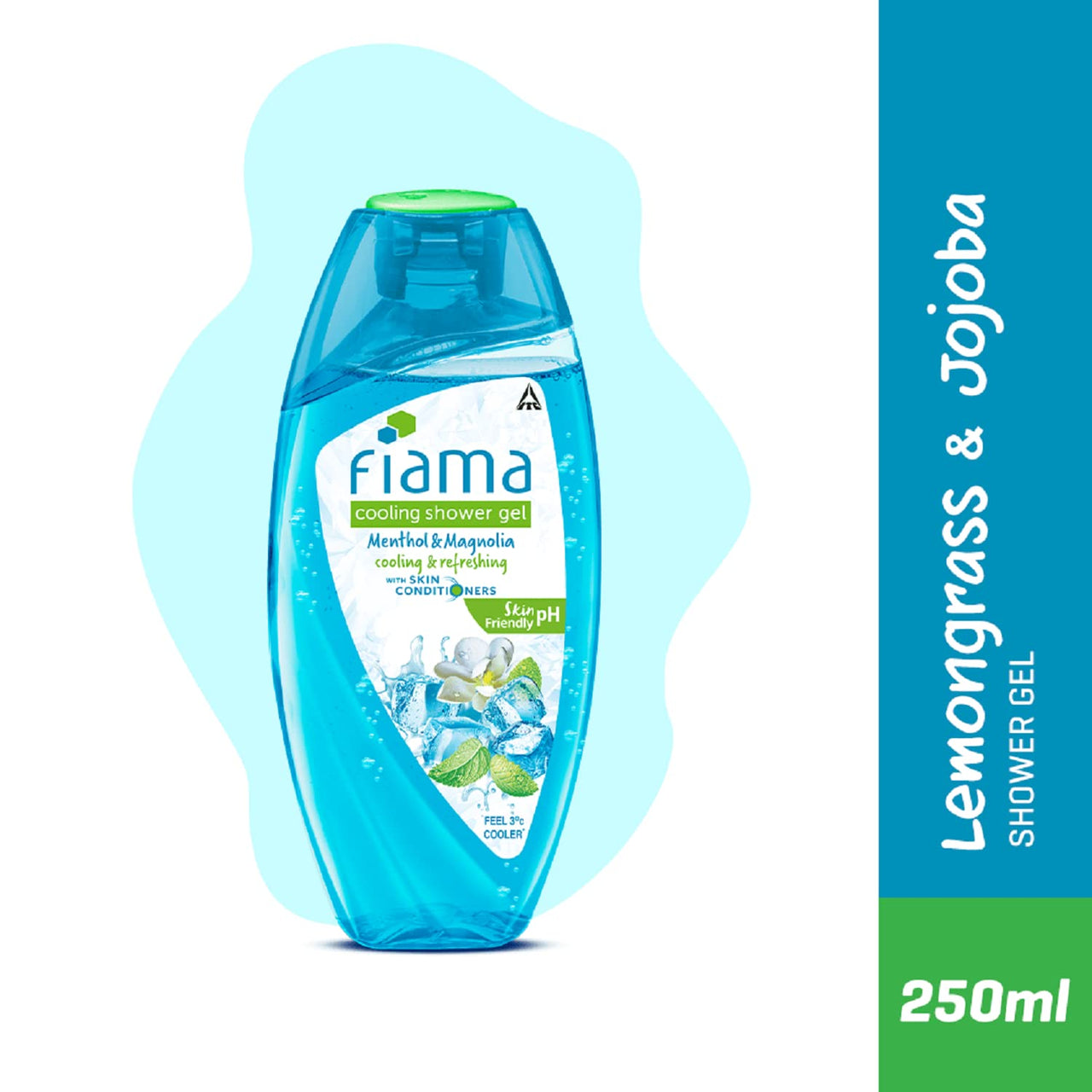 Fiama Cooling Shower Gel Menthol & Magnolia, 250ml Bottle & Fiama Shower Gel Blackcurrant & Bearberry Body Wash With Skin Conditioners, 250ml Bottle