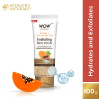 WOW Skin Science Papaya and Hyaluronic Acid Hydrating Face Scrub | Gently Exfoliates | Unclogs Pores | Removes Dead Skin Cells | Improves Skin Elasticity | Hydrates & Moisturize Skin| 100 gms
