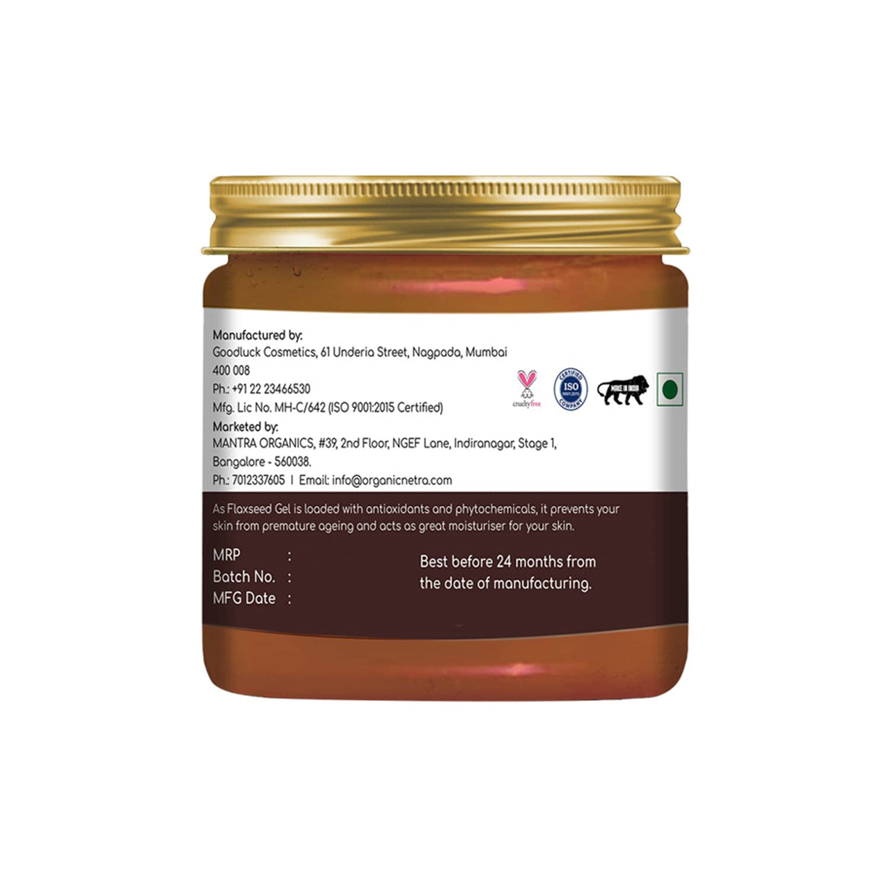 Organic Netra Baby Kajal Water Resistant, Smudgeproof 4g and Organic Netra Pure Flaxseed Gel 200g