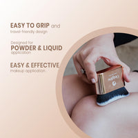 Oceglow Kabuki Brush | Professional Multi-Tasking Makeup Brush | Soft Dense Bristles | Gold Color | Easy to Use for Powder, Foundation, Blush, Shadow, Bronzer & Body.