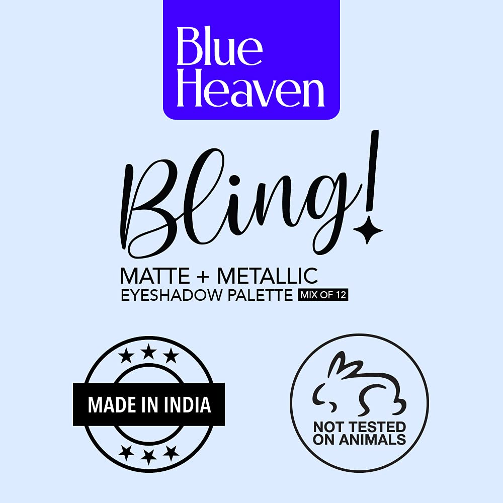 Blue Heaven 12-In-1 Bling Eyeshadow Powder, Subtle Romance (Multicolor) Metallic Finish