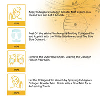 Bee & Beauty Melting Collagen Sheet Mask | Set Of 2 Full Face Pack With Toner | Korean Skincare | 2 Face Pack + Niacinamide & Honey Toner| Ultimate Collagen Booster