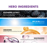 Conscious Chemist® Sunscreen SPF 50 PA++++ | 50g | Sunscreen for Oily Skin, Gel Sunscreen, Niacinamide with Black Berry Extract, Hybrid Lightweight, All Skin Types - Berry Bright