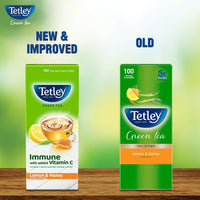 Tetley Green Tea, Lemon And Honey, 100 Tea Bags, 140 Grams