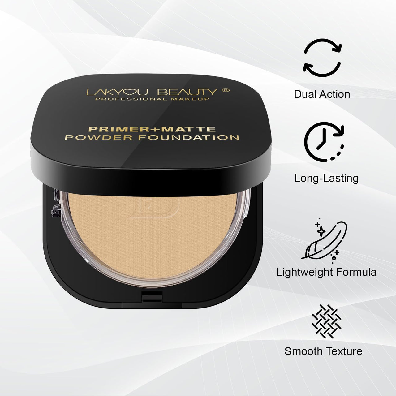 Lakyou Beauty Primer + Matte Compact Powder Foundation 15g, Shade-06(Pure Beige) | All-in-One Primer & Foundation | Lightweight Matte Finish | Long-Lasting | Oil-Control