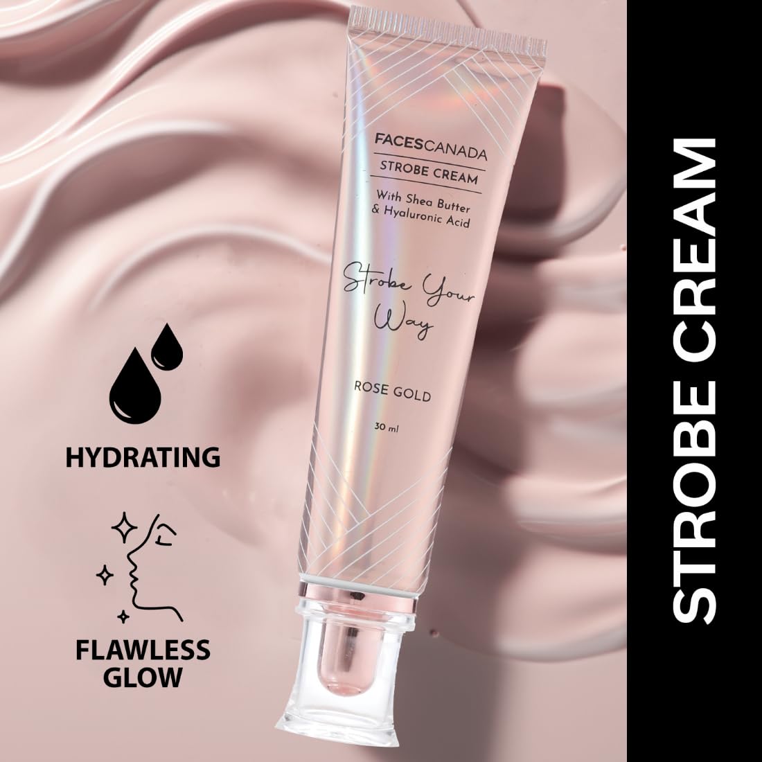 FACESCANADA Rose Glow Kit Medium Coverage Rose Gold Strobe Cream (30Ml) + Warm Natural All Day Hydra Matte Mini Foundation (15Ml) Makeup Kit For Women (Combo Pack Of 2)