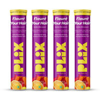 PLIX - THE PLANT FIX Heavenly Hair With Natural Biotin|15 Effervescent Tablets, Orange Flavour, Pack Of 4|Supports Long, Lustrous, Strong Hair, Dairy Free, Sugar Free, Non Gmo, 440 Grams