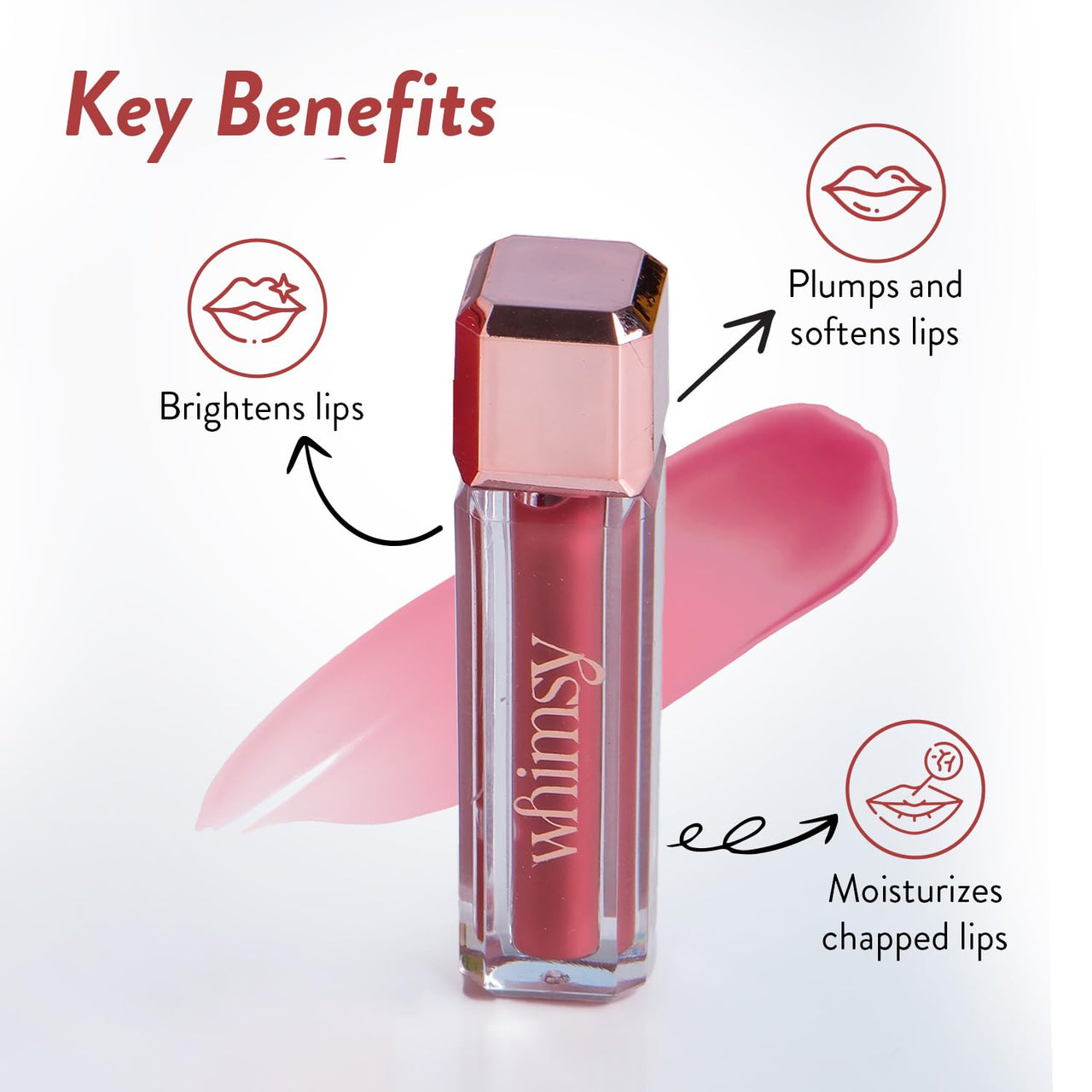 Whimsy Natural, Organic Lip Gloss for Kids|Non-sticky & Lightweight Lip Gloss for Girls|Hydrating, Nourishing Lips|Tinted Liquid Lip Gloss for girls|Long Lasting Glossy Lip Gloss (Mauve Pink)