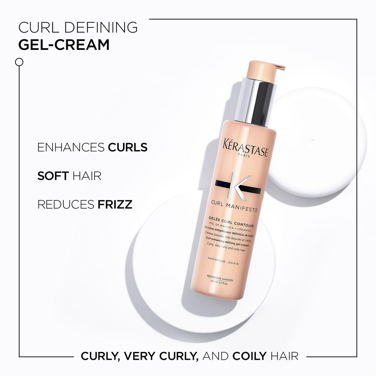 Kérastase Curl Manifesto Gel Cream for Curly, Wavy Hair 150ml | Curl Defining Leave-in Gel Cream for Curly & Wavy Hair | Infused with Manuka honey, Ceramide and Shea Butter