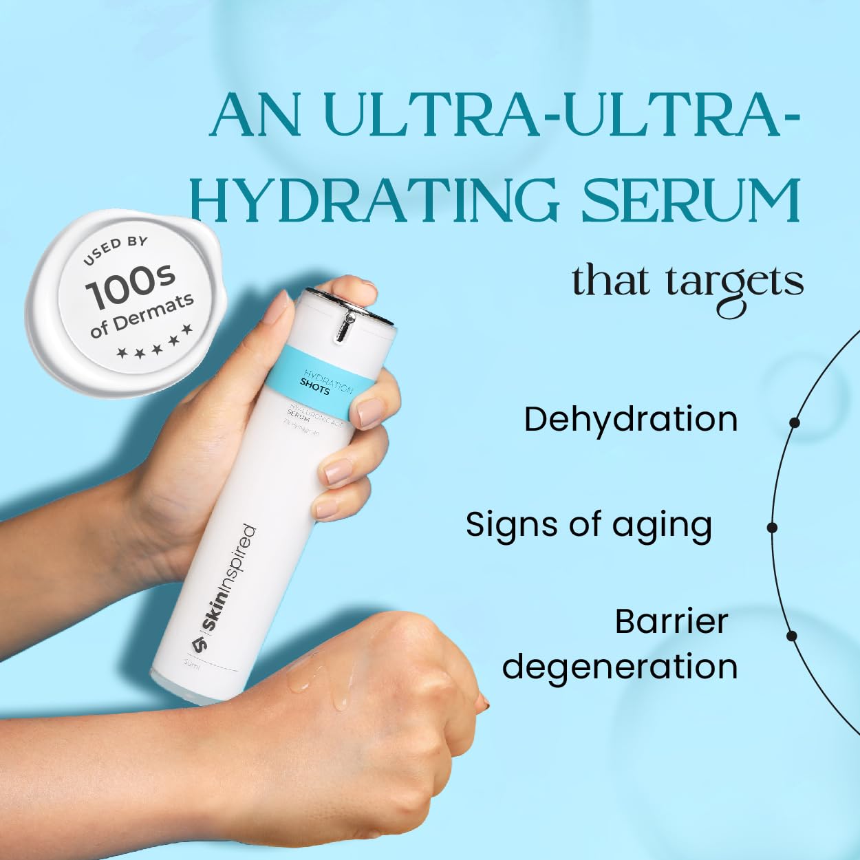 SkinInspired Hydration Shots 50ml Serum with Hyaluronic Acid, Collagen, Ceramides for Deep Hydration, Fine lines & wrinkles | Daily Hydrating Face Serum For All Skin Types with Dry & Dehydrated | Vegan & Cruelty-free | 50 ml