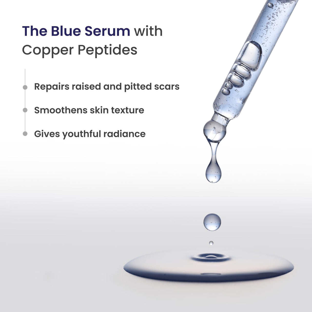 RE' EQUIL Pitstop Blue Copper Peptide Serum, Repairs Acne Scars & Pitted Marks, Evens Skin Tone & Reduces Blemishes, For All Skin Types, 25 Ml