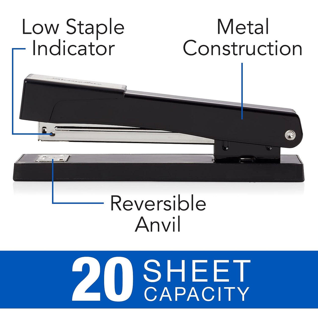 Swingline Stapler, 20 Sheet Capacity, LightDuty 405, Jam Free, Metal, Black (S7040501) 1 Count (Pack of 1)