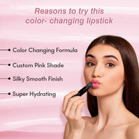 Glamveda Ph Lipstick | Color Changing Black Lipstick With Glossy Pink Payoff | Long Lasting Nourishment, SPF 10, Enriched With Vitamin E & Jojoba Oil| Vegan & Paraben Free | 4 gm Pack of 1