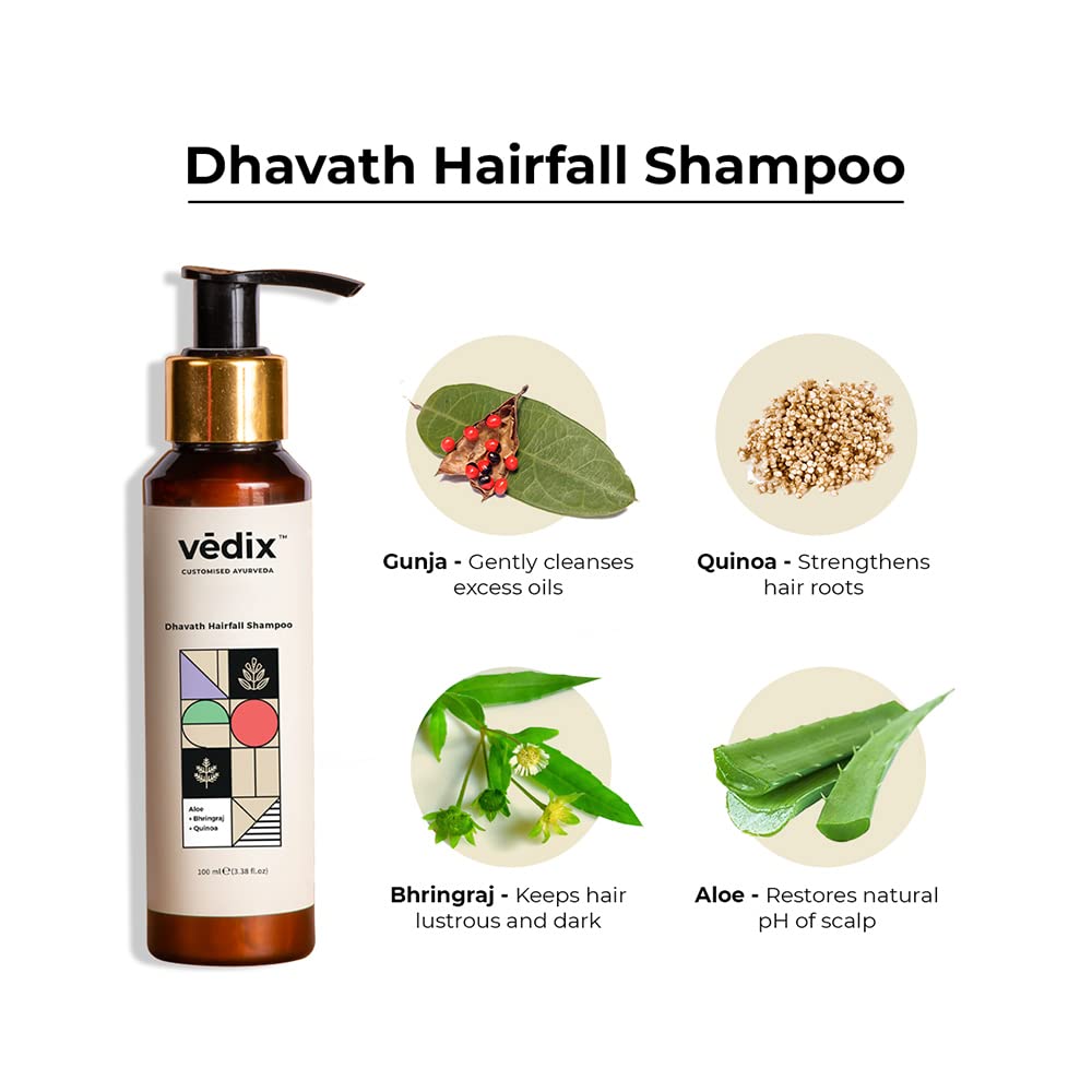 Vedix Customized Hair Fall Control Regimen For Normal/Oily Hair,Scalp&Curly Hair - Ayurvedic Hair Care Regimen - 3 Product Kit - Anti Hair Fall Oil Neem + Lotus&Shampoo + Hair Growth Serum,550 Grams