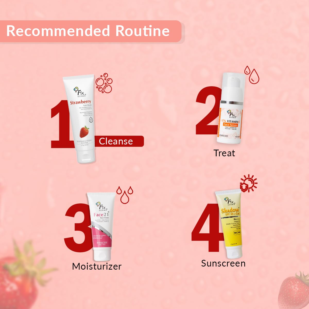 Fixderma Strawberry Face Wash with Vitamin E & Strawberry Extract | Face Wash & Face Cleanser | Face Wash for Oily Skin (All Type Skin) | Face Wash for Women & Men - 75g