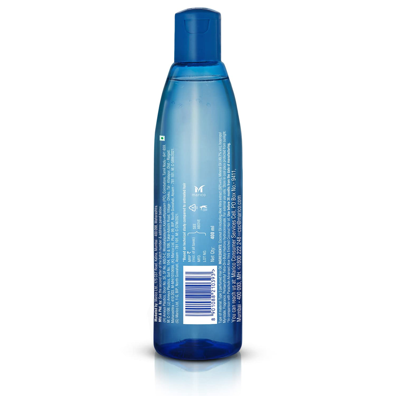 Parachute Advansed Aloe Vera Enriched Coconut Hair Oil Gold | 5X Aloe Vera With Coconut Oil| Makes Hair Sooperr Soft | 400ml (Pack of 2)