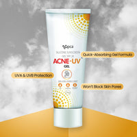 ACNE-UV Gel Sunscreen SPF 30 PA+++ | 100g Sunscreen for Oily Skin Women & Men | Non-Comedogenic Silicone Gel | Visible Light Protection | Water Resistant | Suitable for All Skin Types
