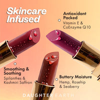 DAUGHTER EARTH Original Pink Lipstick | Vegan Plant Based Highly Pigmented Natural Lightweight Non Drying Lip Color | Long Lasting Phytonutrient Lipstick With Vit E & Bakuchiol | UV Protection | 4g
