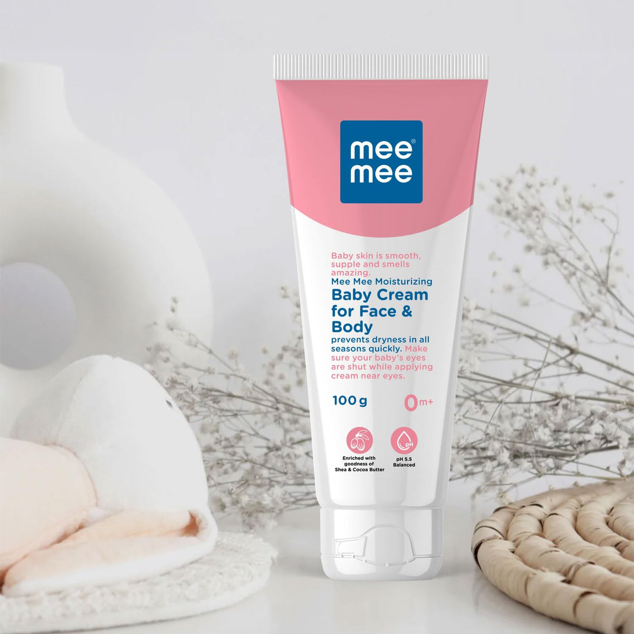 Mee Mee Moisturizing Baby Cream For Face & Body, Shea & Cocoa Butter, 24 Hrs Moisturization - 100 g