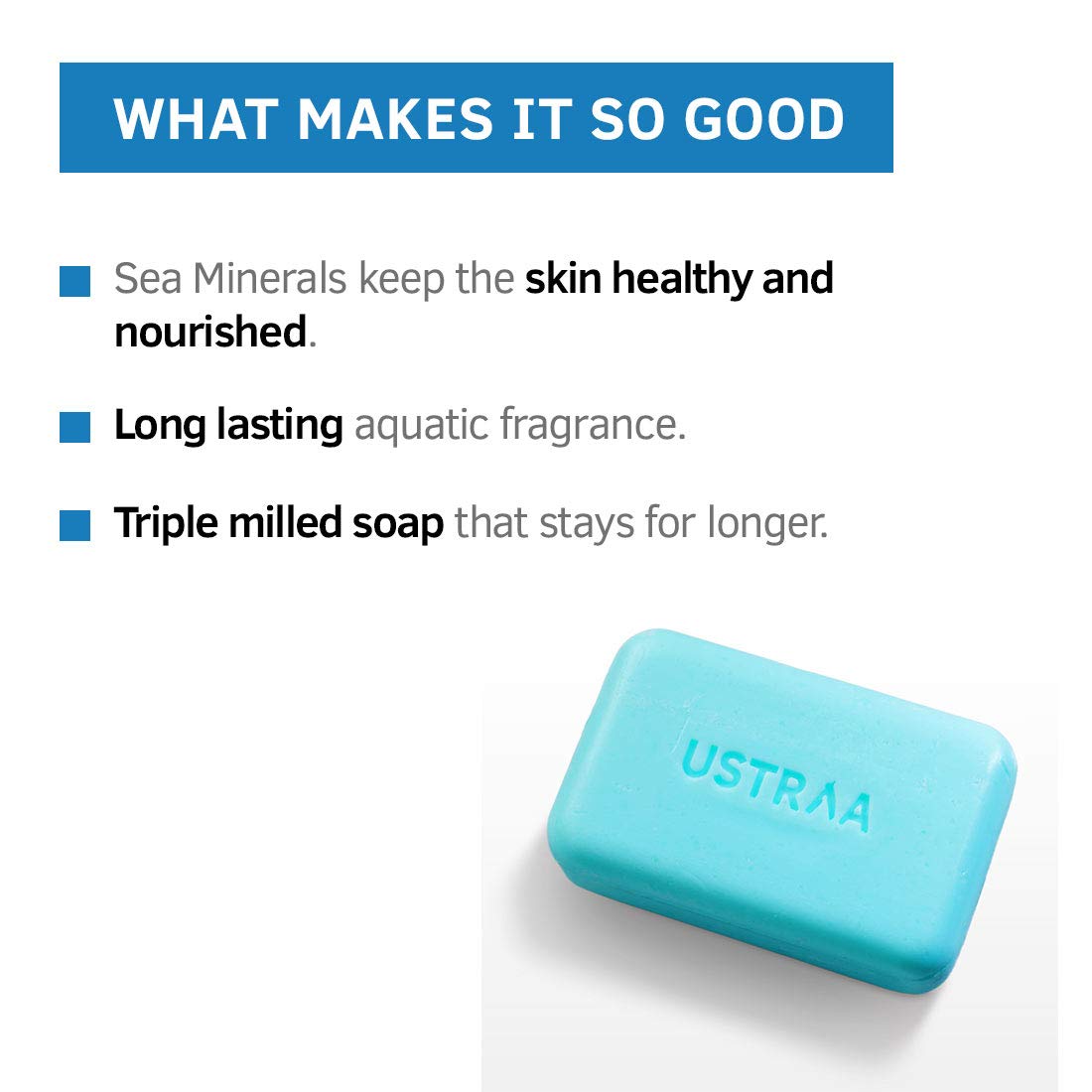 Ustraa Deo Soap For Men With Sea Minerals - 100 gm - Pack of 8 | Fresh Aquatic Fragrance | Deodorizing Soap With Sea Minerals | Rich & Intense Foam | For all skin types