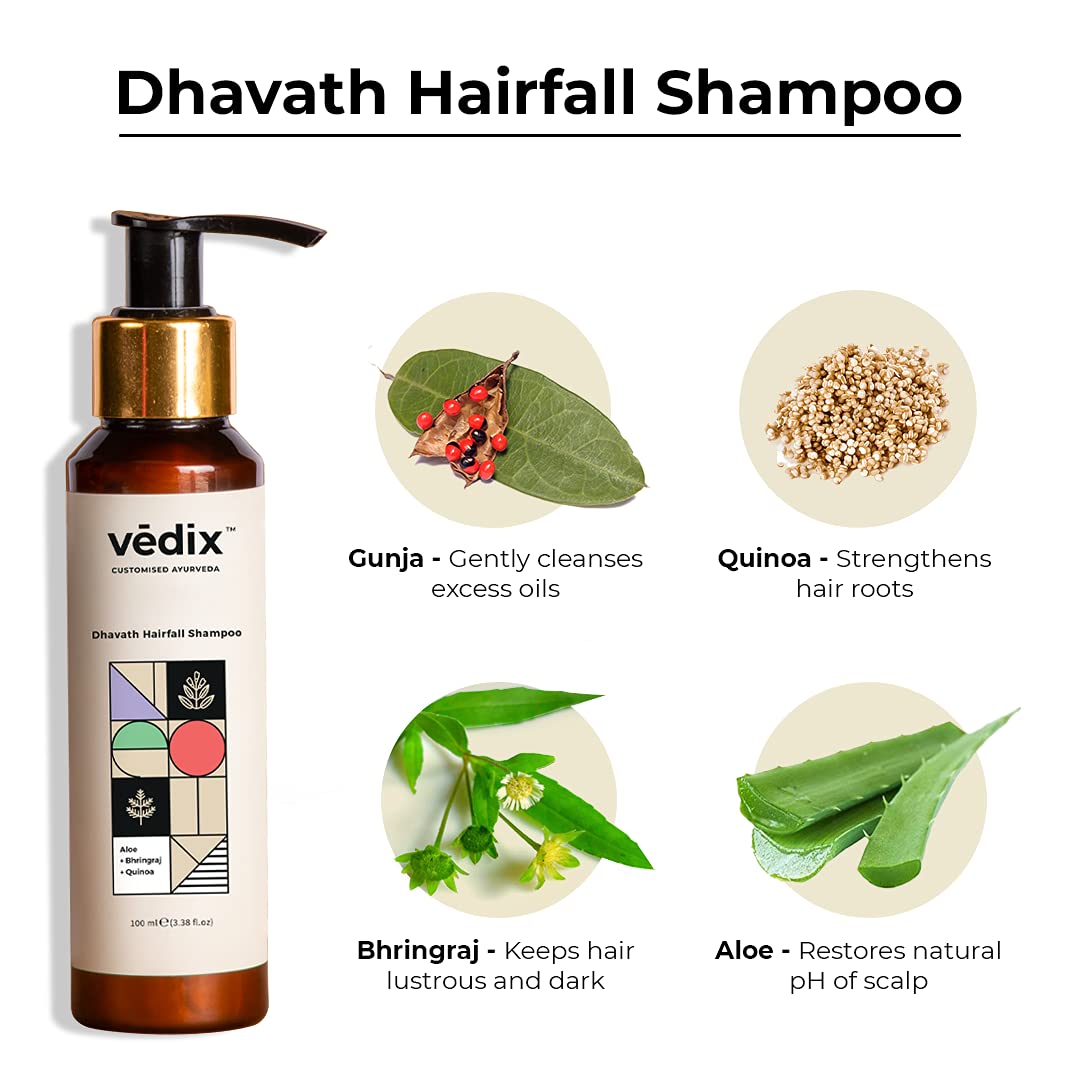 Vedix Customized Hair Fall & Dandruff Control For Normal/Oily Hair, Dry Scalp & Curly Hair, Fenugreek & Sesamum, Anti-Hairfall Shampoo & Nuyantra Pro Hair Growth Serum x Dandruff Care, 240ml