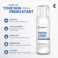 euphor Teens | Gentle Foaming Face Wash | for Age 12+ | All Skin Types- Dry, Oily and Combination | Green Tea, Aloe Vera, vitamin B3 | Gentle, Soap-free, Sulphate-free | FRESH START Euphoria | 120ml (1) | For Women and Men