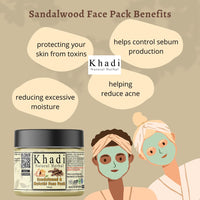 Khadi Natural Herbal Sandalwood Face Pack For Skin Brightening 180gm Pack | Enriched With 100% Natural Pure Sandalwood Powder & Mulethi For Skin Glowing | Reduce Acne & Control Excess Oil Suitable For All Skin Types | Sls & Parben Free Face Pack