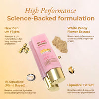 The Pink Foundry Dewy Hydrating Hybrid Sunscreen SPF 50+ | UVA UVB PA++++ | 1% Squalane & White Peony Flower Extract | No White Cast | Water Based | All Skin Types | Fragrance Free | Vegan | 50 ml