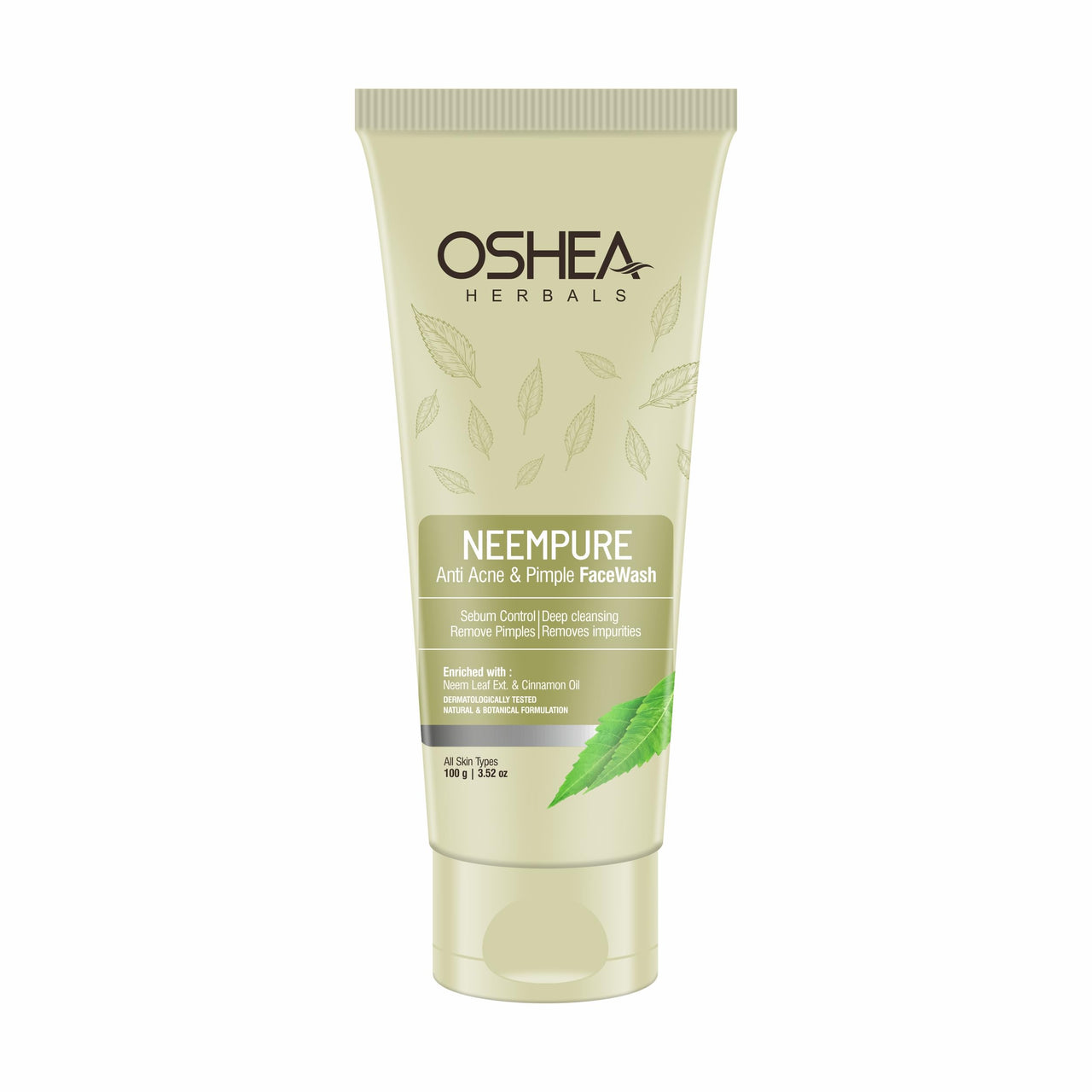 Oshea Herbals Neempure Anti Acne & Pimple Gel Face Wash for Men and Women | Deep Cleansing with Neem Extract & Cinnamon Oil | Controls Sebum, Removes Impurities & Pimples - 100gm