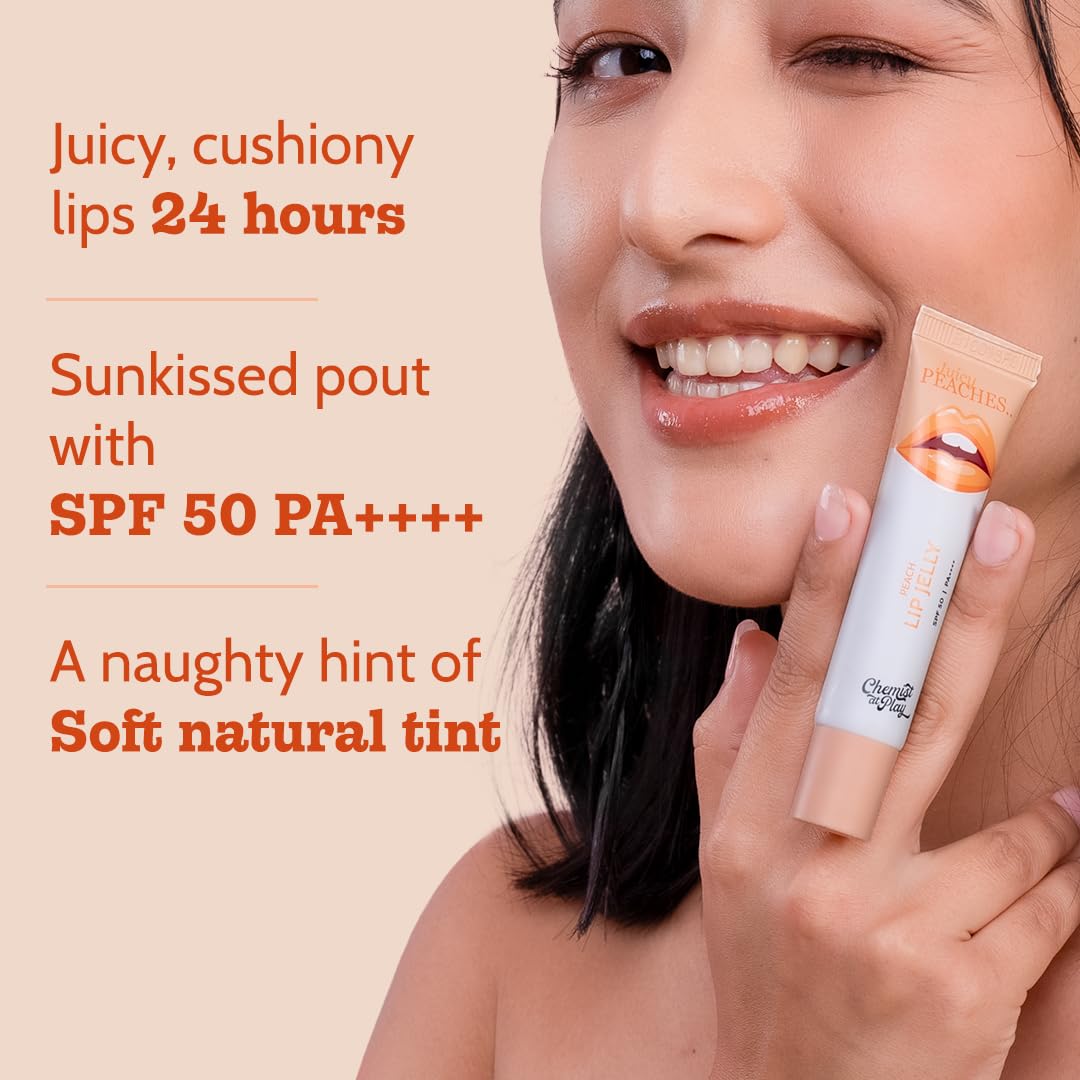 Chemist At Play Peach Tinted Lip Balm for Dark, Dry, Chapped and Pigmented Lips| Gives 24 hours moisturization| SPF 50 PA++++| Has 2% Kojic Acid, Hyaluronic Acid, ceramides & Peptides| 10gms