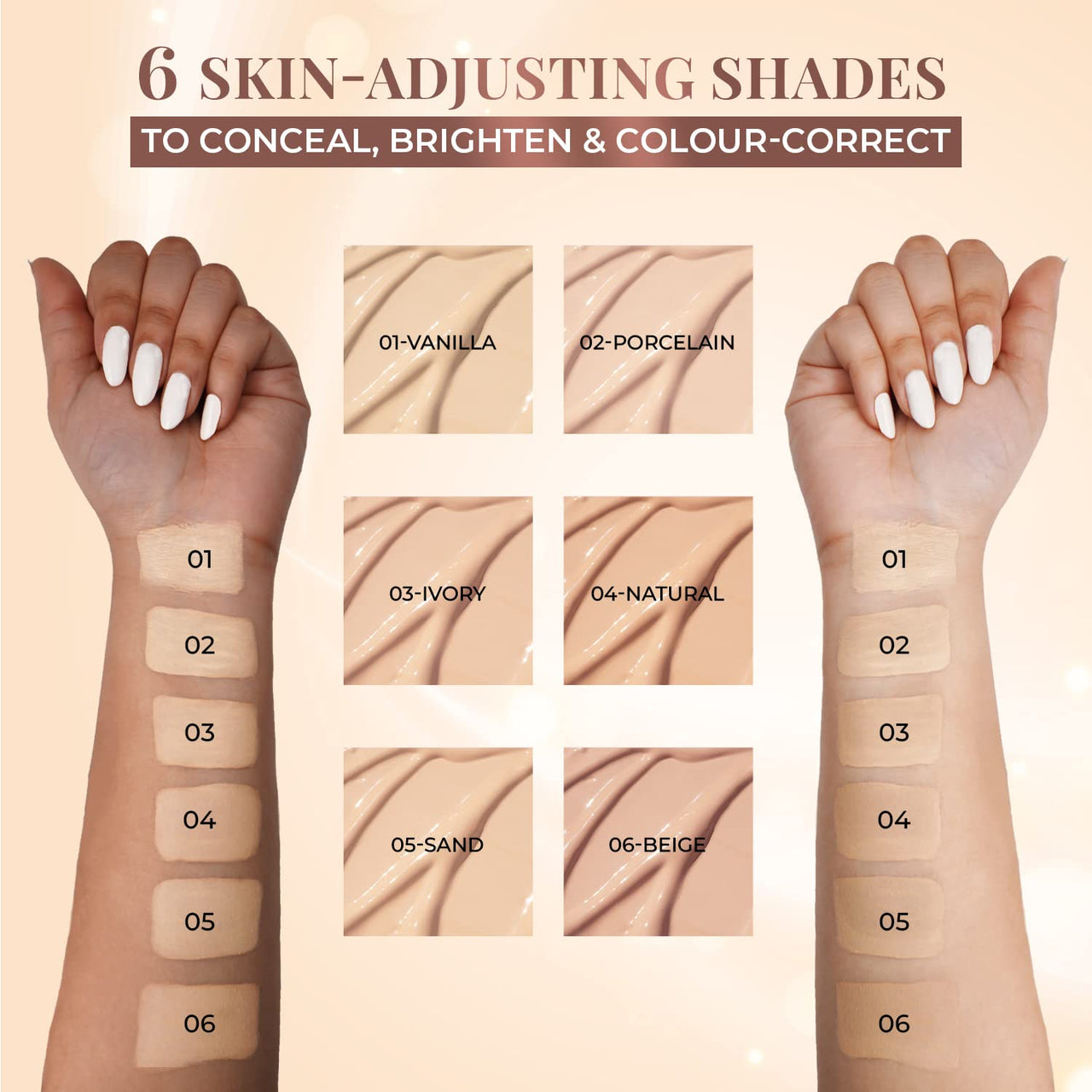 Just Herbs Full Coverage Matte Concealer For All Skin Types For Face Makeup 6Ml (Natural) & Ayurvedic Liquid Lipstick Kit Set Of 5- Paraben & Silicon Free Combo, 2 Count