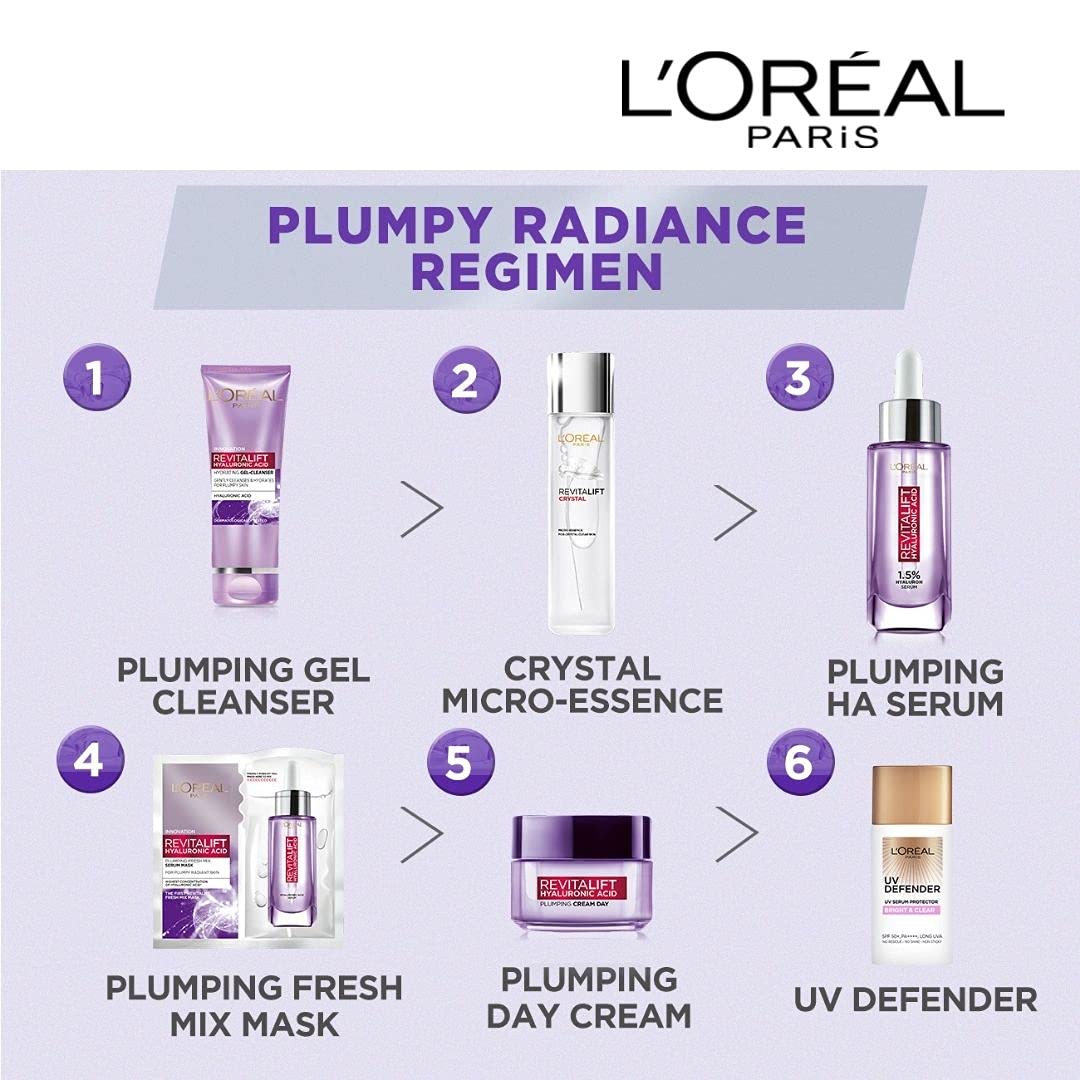 L Oréal Paris Revitalift Hyaluronic Acid Serum, 15ml & Cleanser, 120ml For All Skin Type