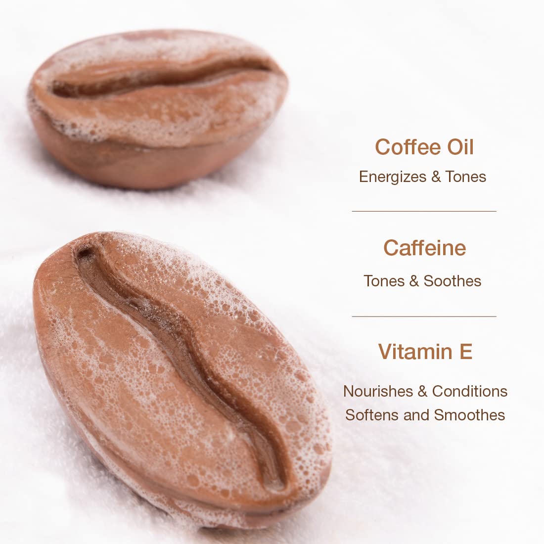 mCaffeine Deep Cleansing Bath Soap with Vitamin E and Coffee Oil | Energizes, Tones and Softens Skin | Bathing Soap in Signature Coffee Shape with Refreshing Aroma | Natural & 100% Vegan