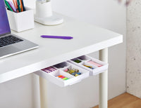 Bostitch Konnect Under Desk Drawer, Self-Adhesive Slide Out Storage Organizer with 4 Customizable Dividers, 2-Pack