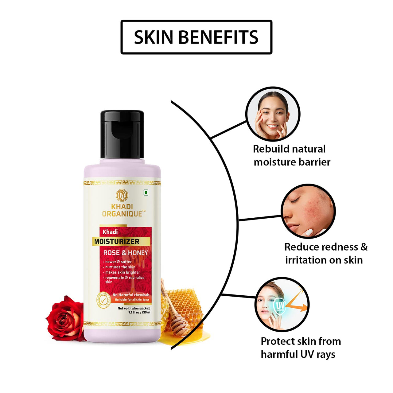 Khadi Organique Rose & Honey Moisturizer Pack of 3
