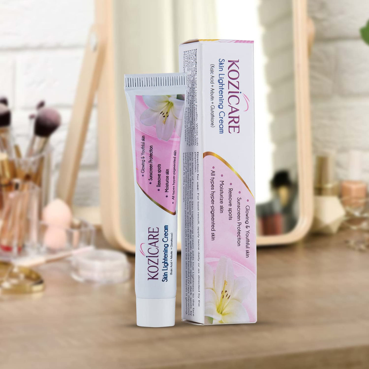 Kozicare Kojic Acid Cream, Glutathione Cream with Niacinamide | Face Cream For Glowing Skin | Dark Spot & Tan Removal Cream | Face Cream for Men & Women | Lightweight & Non Greasy - 15 Gm (Pack of 2)