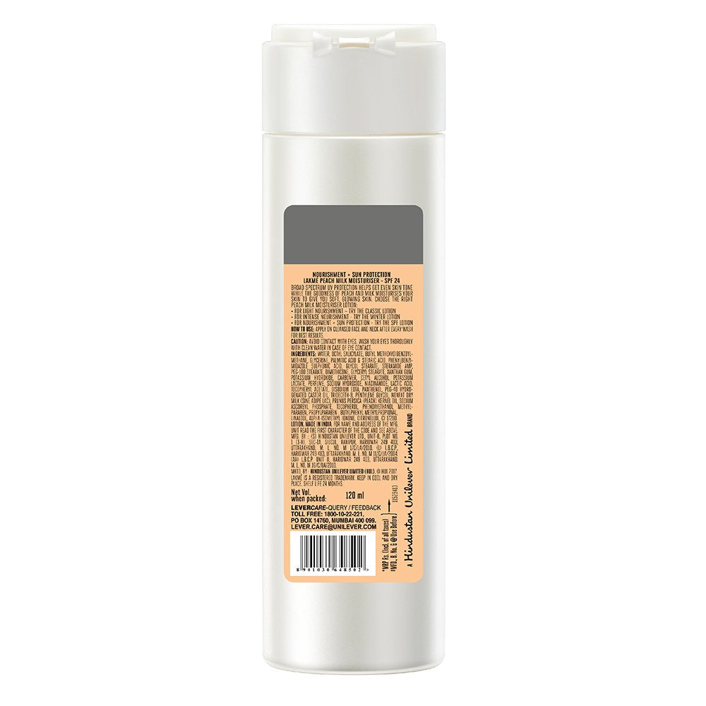 LAKMÉ Absolute Perfect Radiance Skin lightening/Brightening Day Cream, 50g & Peach Milk SPF 24 PA Sunscreen Moisturiser, 120ml
