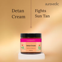 Auravedic Detan Cream For Glowing Skin Tan Removal Dark Spots Pigmentation De Tan Cream For Men Women With Turmeric Licorice Papaya 100gm