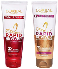 L'Oreal Paris Rapid Reviver Total Repair 5 Deep Conditioner, 180ml & L'Oreal Paris Rapid Reviver 6 Oil Nourish Deep Conditioner, 180ml