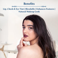 Blue Nectar Lip Tint Stain for Luscious Tinted Lips | Natural Blackberry Lip Moisturizer for Dry Skin | Organic Lip, Cheek & Eye Tint (10g)