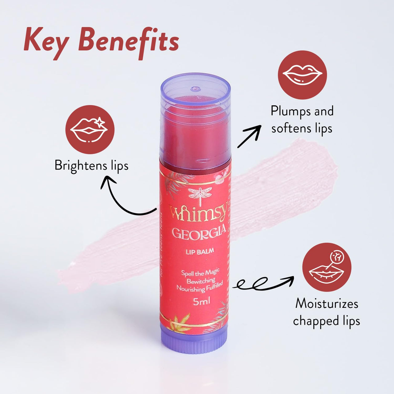 Whimsy Natural, Organic Tinted Lip Balm For For Kids|Lip Balm For Dry & Chapped Lips|Hydrated And Nourishing Lips|All Skin Type|Intense Care|For Soft, Smooth, Moisturised Lips (Georgia), 1 Count