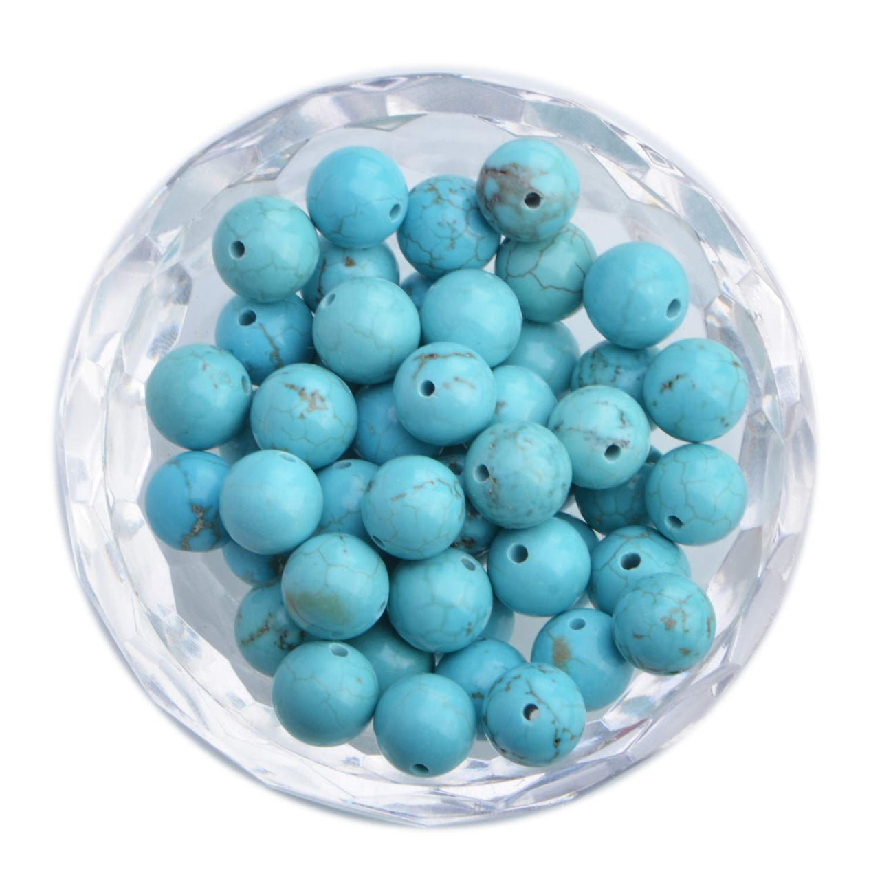 100Pcs Natural Crystal Beads Stone Gemstone Round Loose Energy Healing Beads with Free Crystal Stretch Cord for Jewelry Making (Turquoise, 6MM) Turquoise
