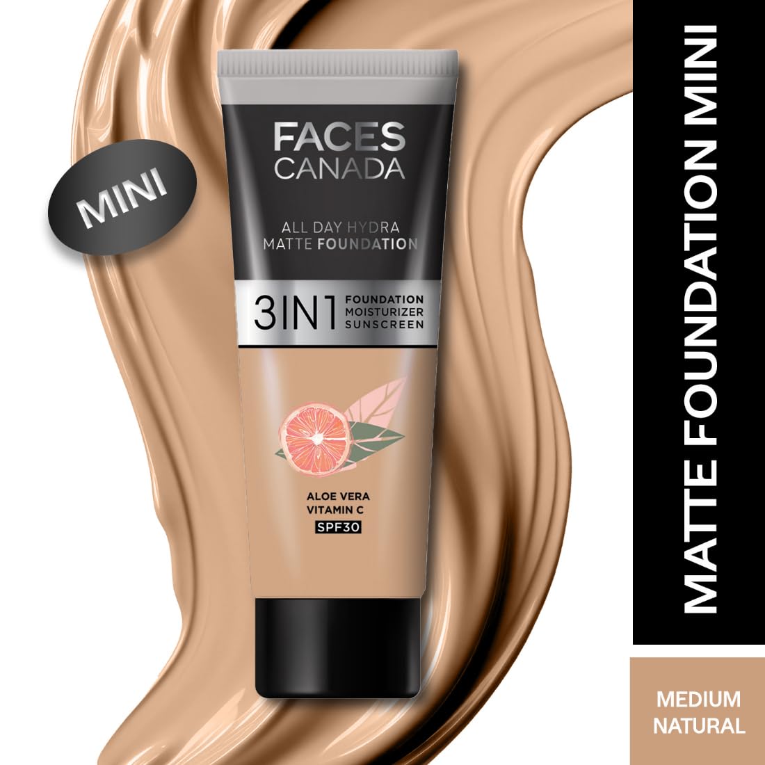 FACESCANADA Waterproof Fix & Finish Kit | Makeup Fixer (50Ml) + Medium Natural All Day Hydra Matte Mini Foundation (15Ml) | Makeup Kit For Women (Combo Pack Of 2)
