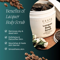 Jivada Lacquer Body Scrub with Walnut, Oatmeal & Kaolin Clay | Tan Removal, Dead & Dull Bumpy Skin| Brightened Smooth Skin | All Skin Types | Women & Men | Sulphate & Paraben Free |100g