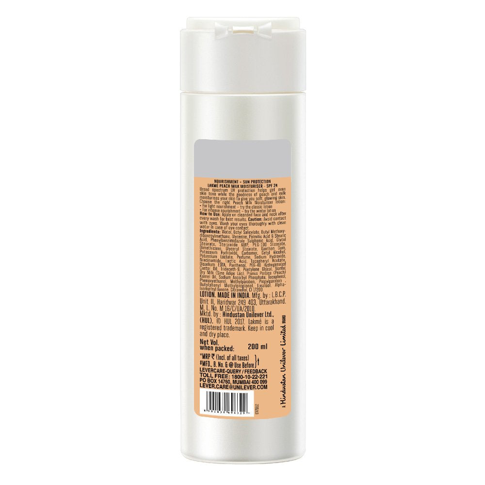 Lakmé Sun Expert SPF 50 PA Fairness UV Sunscreen Lotion, 100ml And Lakmé Peach Milk SPF 24 PA Sunscreen Moisturiser, 200 ml