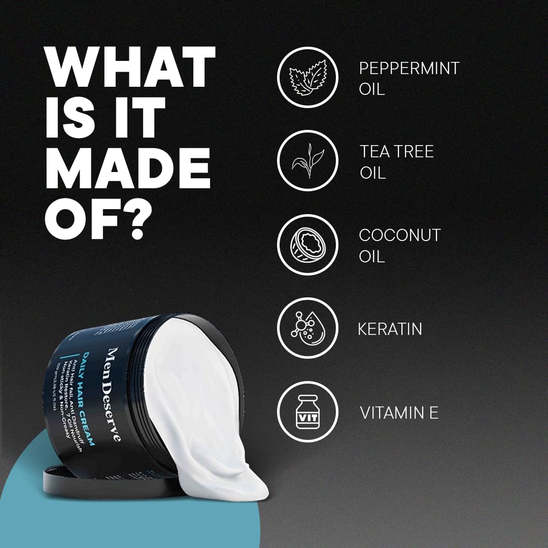 Men Deserve Daily Hair Cream (7 oil nourish) for Hair fall control, Dandruff Control,and Keratin Restore