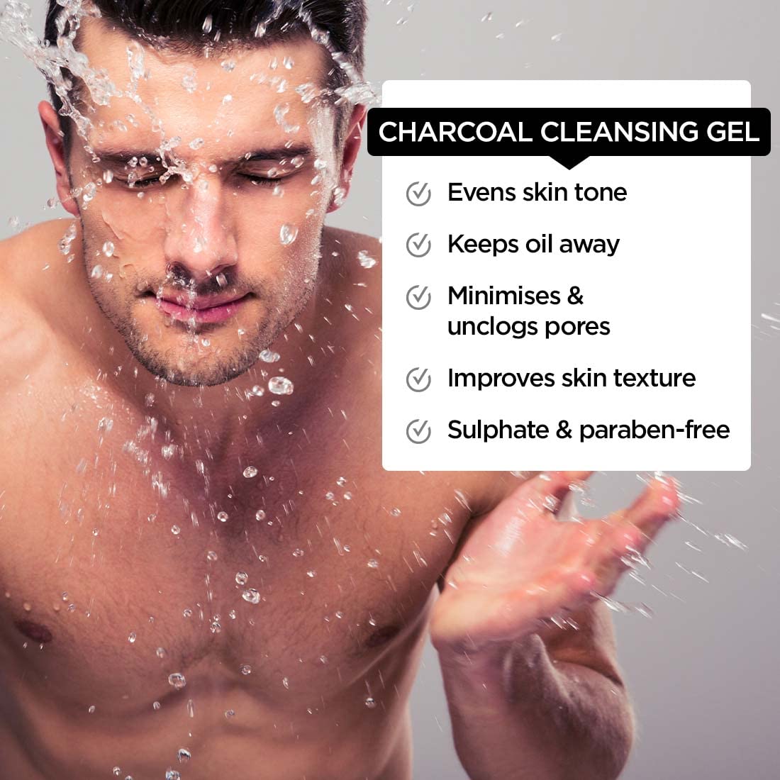 The Man Company Activated Charcoal Tan Removal Cleansing Gel for Oil Control & Glowing Skin | Black Pepper & Bergamot | 100ml